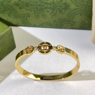 Gucci GG Medallion Crystal Link Cuff Bracelet