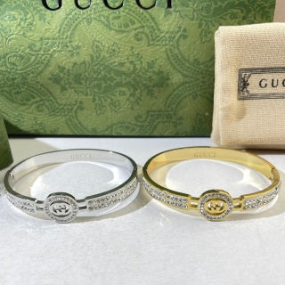Gucci GG Medallion Pavé Crystal Cuff Bracelet