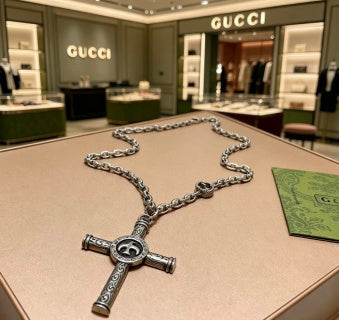 Gucci Cross Emblem Chain Pendant Necklace