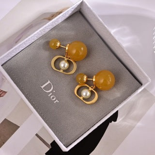 Dior Amber Pearl Orbital Stud Earrings
