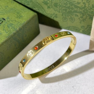 Gucci GG Colored Crystal Rivet Cuff Bracelet