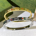 Gucci GG Colored Crystal Rivet Cuff Bracelet