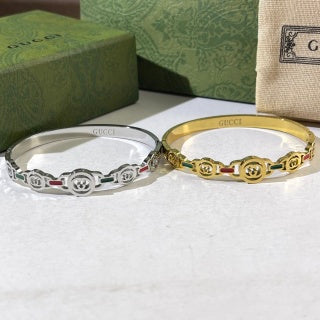 Gucci Interlocking G Tricolor Enamel Cuff Bracelet