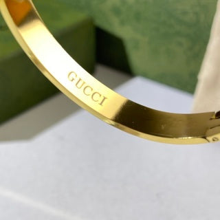 Gucci Web Stripe GG Engraved Crystal Line Cuff Bracelet