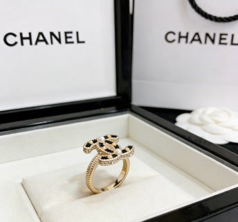 CHANEL Golden CC Signature Embellished Ring