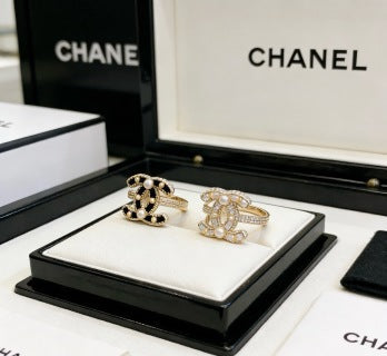 CHANEL Golden CC Signature Embellished Ring