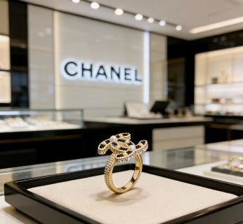 CHANEL Golden CC Signature Embellished Ring