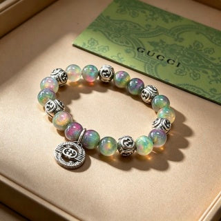 Gucci Interlocking G Gemstone Bead Medallion Bracelet