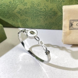 Gucci Interlocking G Circular Link Crystal Accent Cuff Bracelet