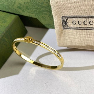 Gucci Interlocking G Mini Medallion Pavé Line Cuff Bracelet