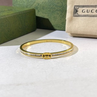 Gucci Interlocking G Mini Medallion Pavé Line Cuff Bracelet