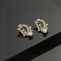 Dior Liora Crystal CD Pearl Stud Earrings