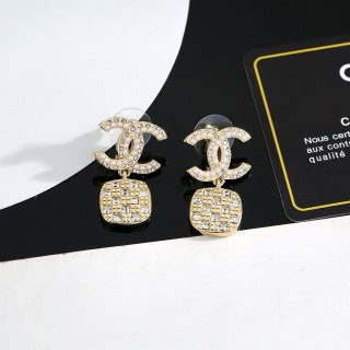 Chanel Elegant Crystal Charm Drop Earrings