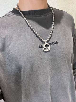 Gucci Beaded Interlocking G Medallion Long Necklace