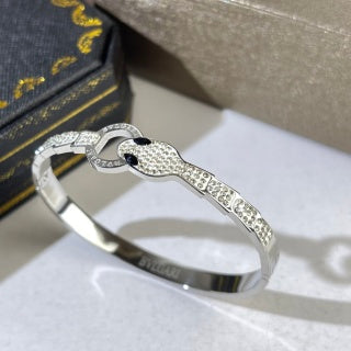 Bvlgari Silver Black Accent Open Cuff Bracelet – Elegant Luxury Jewelry