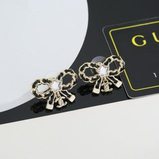 Chanel Crystal Bow Charm Earrings – Elegant Luxury Fashion Jewelry