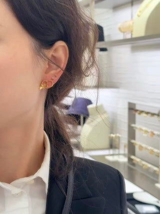 Dior Liora Ribbon CD Stud Earrings