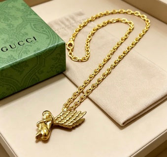 Gucci Angel Wing Pendant Chain Necklace