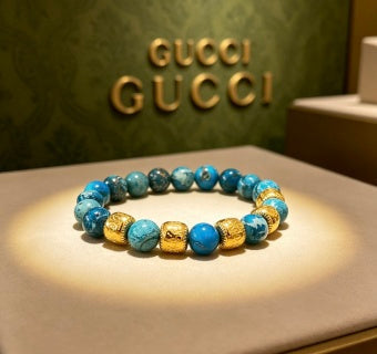 Gucci Azure Stone Beaded GG Bracelet