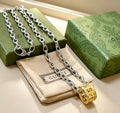 Gucci GG Barrel Charm Long Chain Necklace