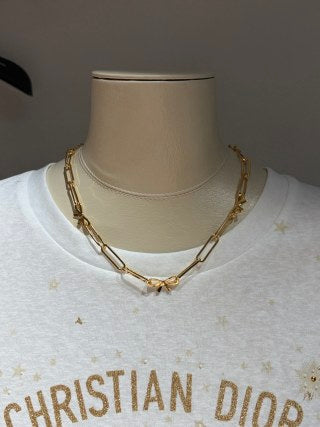 Dior Ribbon Bow Link Necklace
