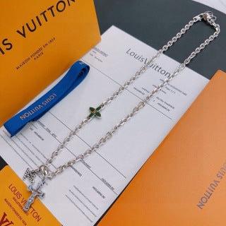 Louis Vuitton Monogram Cross Charm Layered Necklace