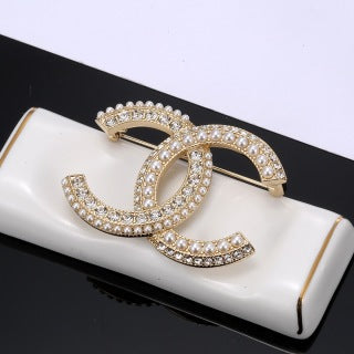 Chanel Crystal Signature CC Brooch