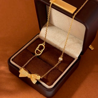 Dior Jardin Floral Bow Charm Necklace