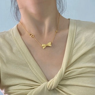 Dior Jardin Floral Bow Charm Necklace