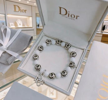 Dior Evelyne Pearl Bead CD Charm Bracelet