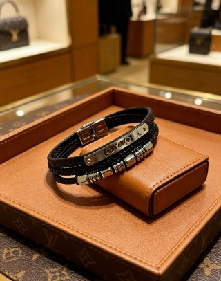 Louis Vuitton Multi Layer Leather Wrap Bracelet