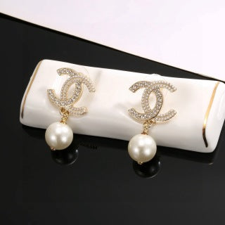 Chanel Timeless Pearl Charm Drop Earrings
