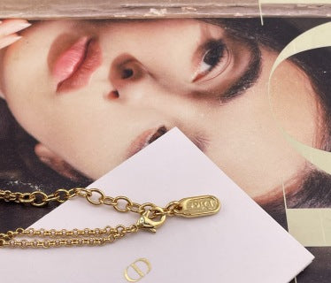 Dior Evelyne Double Chain CD Link Necklace