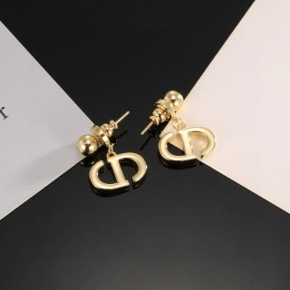 Dior Valentina Pearl CD Drop Hoop Stud Earrings