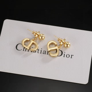 Dior Valentina Pearl CD Drop Hoop Stud Earrings