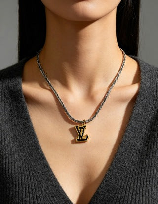 Louis Vuitton Monogram Contrast Initial Pendant Necklace