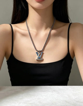 Louis Vuitton Monogram Initial Pendant Chain Necklace