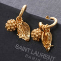 YSL Jardin Doré Berry Leaf Hoop Earrings