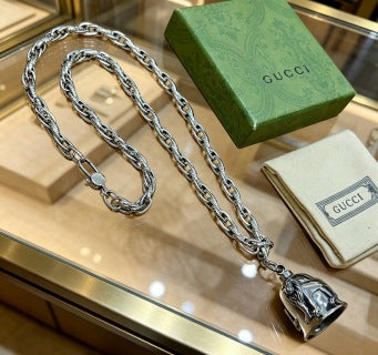 Gucci Horsebit Bell Charm Long Chain Necklace