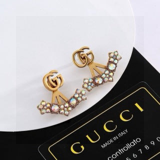 Gucci Interlocking G Crystal Wing Drop Earrings