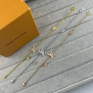 Louis Vuitton Diamond Letter Charm Chain Bracelet