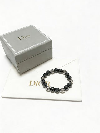 Dior Evelyne Obsidian Black Bead Charm Bracelet