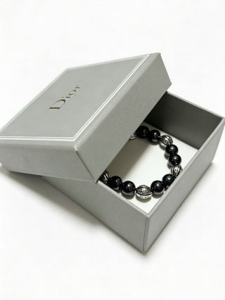 Dior Evelyne Obsidian Black Bead Charm Bracelet