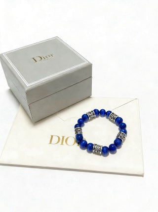 Dior Evelyne Lapis Blue Bead Charm Bracelet