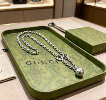 Gucci Interlocking G Crystal Drop Pendant Necklace