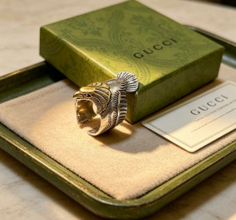 Gucci Horsebit Engraved Two-Tone Statement Ring