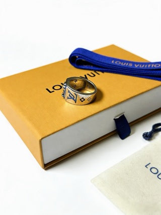 Louis Vuitton Silver Monogram Crest Ring