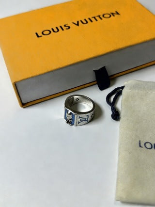 Louis Vuitton Silver Monogram Crest Ring