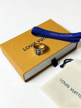 Louis Vuitton Silver Monogram Crest Ring