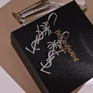 YSL Cassandre Palm Tree Drop Earrings